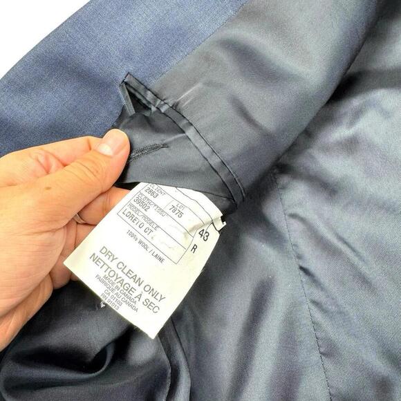 VTG Jack Victor Blue Wool Two Piece Suit 43R Jacket 37R Pants Made inCanada Work - Picture 6 of 15